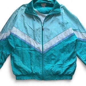 vintage 80s lavon blue colorblock track jacket size large
